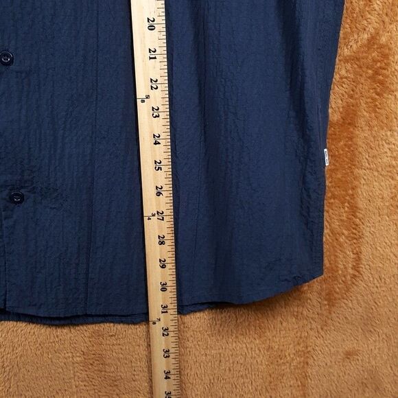 NN07 Shirt Mens XXL Navy Button Up Seersucker Short Sleeve FREDDY $210 - Picture 9 of 10